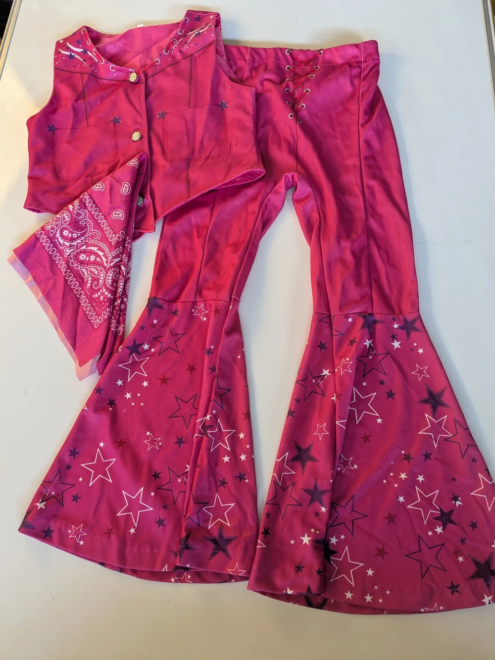 Cowgirl Barbie Pink Star Flare Pants Set Girl Costume